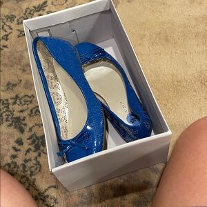 Blue Ballet Flats with Bow